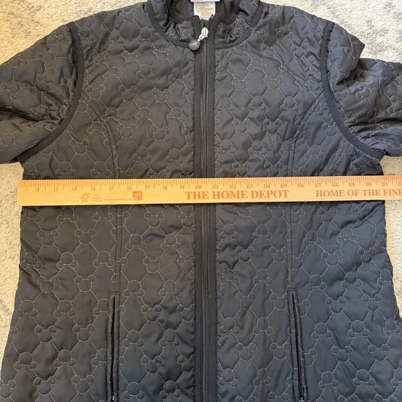 Walt Disney World Quilted Mickey Mouse Jacket Women's Size L Black Full Zip - Picture 4 of 6